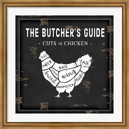 Framed Butcher&#39;s Guide Chicken Print