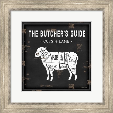 Framed Butcher&#39;s Guide Lamb Print