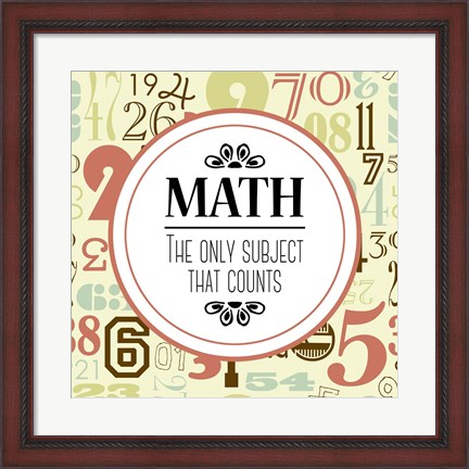 Framed Math The Only Subject That Counts Red Print