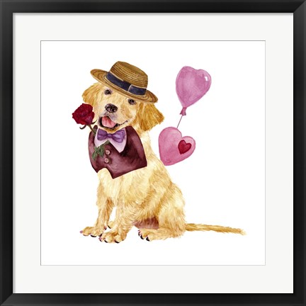 Framed Valentine Puppy V Print