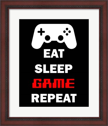 Framed Eat Sleep Game Repeat  - Black Print