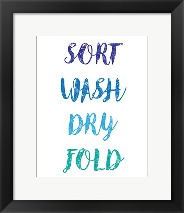 Framed Sort Wash Dry Fold  - White and Blue Print