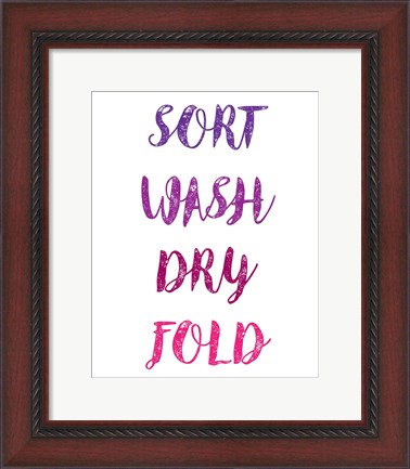 Framed Sort Wash Dry Fold  - White and Purple Print