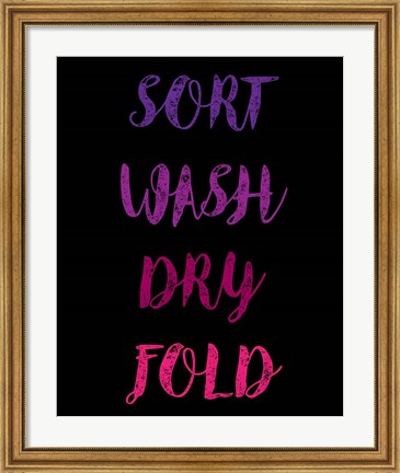 Framed Sort Wash Dry Fold  - Black and Purple Print