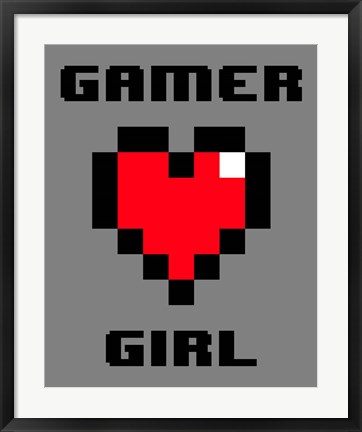 Framed Gamer Girl  - Gray Print