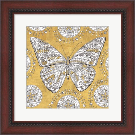 Framed Color my World Butterfly I Gold Print