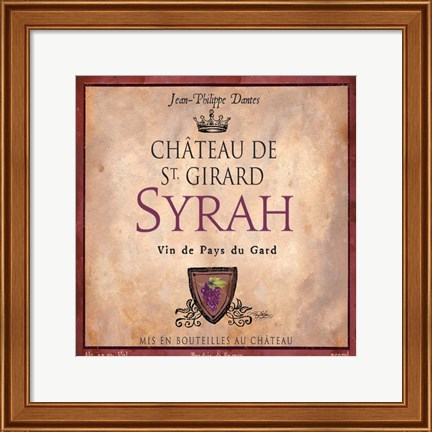 Framed Still Life Wine Label Square VII Print