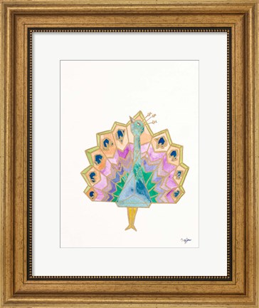 Framed Origami Peacock Print