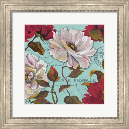 Framed Paris Aqua Flowers II Print