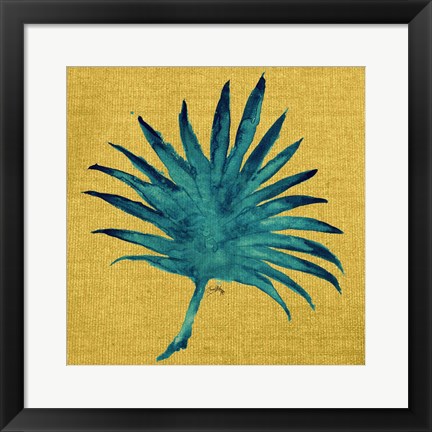 Framed Leaf on Yellow Burlap Print