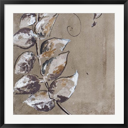 Framed Watercolor Leaves Square I Print