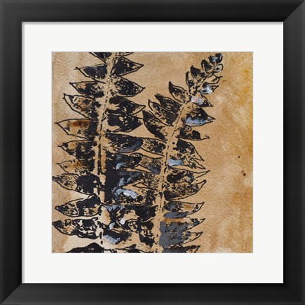 Framed Watercolor Leaves Square III Print