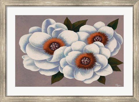 Framed Three White Flowers Print