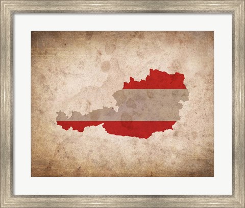 Framed Map with Flag Overlay Austria Print