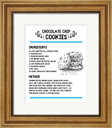 Framed Chocolate Chip Cookies Recipe White Background Print