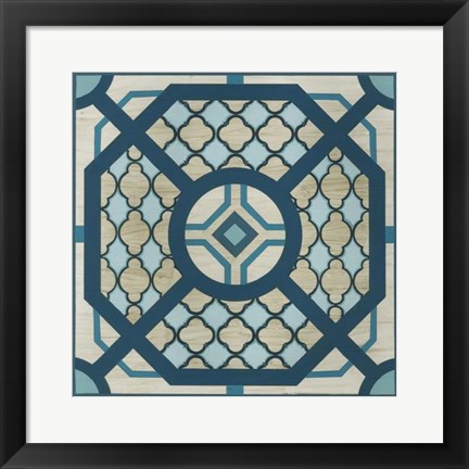 Framed Indigo Lattice I Print