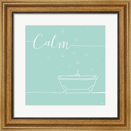 Framed Underline Bath VI Teal Print