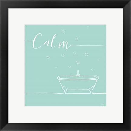 Framed Underline Bath VI Teal Print