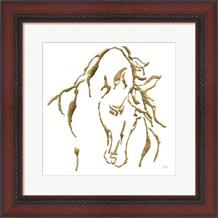 Framed Gilded Stallion on White Print