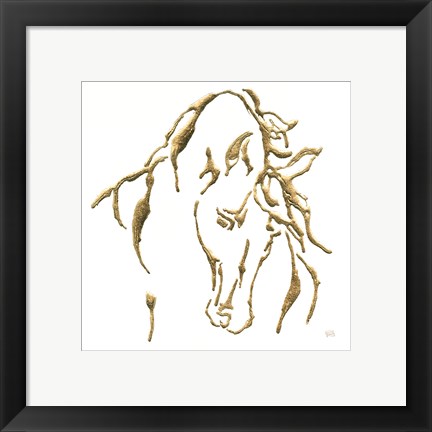 Framed Gilded Stallion on White Print