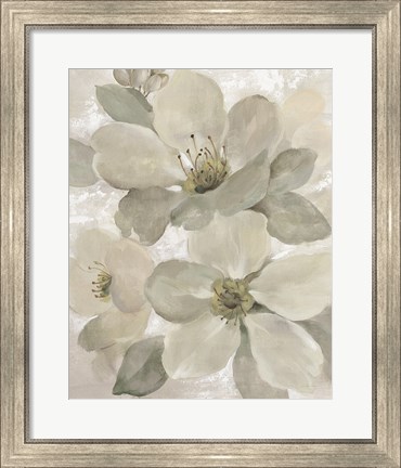 Framed White on White Floral I Crop Neutral Print