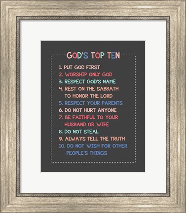 Framed God&#39;s Top Ten Stitch Border - Pink Print