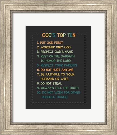 Framed God&#39;s Top Ten Stitch Border - Orange Print