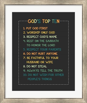 Framed God&#39;s Top Ten Stitch Border - Orange Print