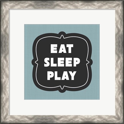 Framed Eat Sleep Play Football - Blue Part II Print