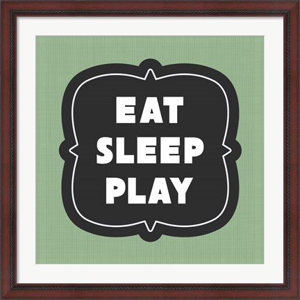 Framed Eat Sleep Play Football - Green Part II Print