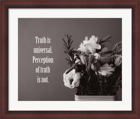 Framed Truth Is Universal - Flowers on Gray Background Grayscale Print