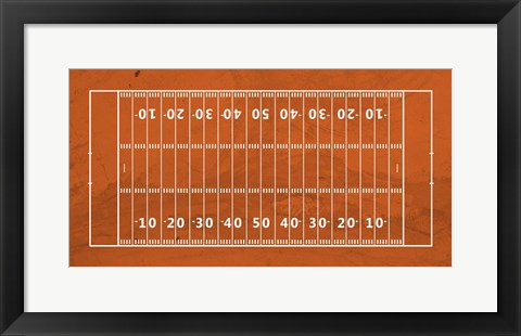 Framed American Football Field Orange Print