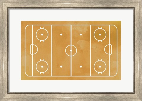 Framed Ice Hockey Rink Yellow Paint Print