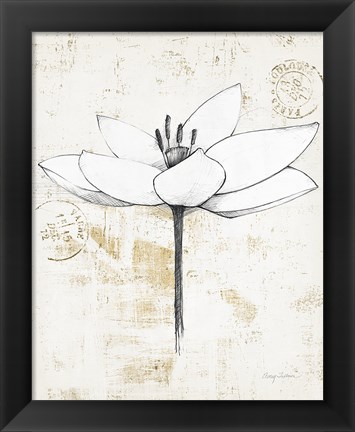 Framed Pencil Floral I Gold Print