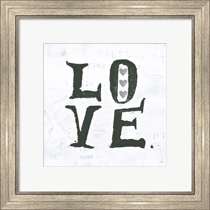 Framed Love Gray Hearts Print