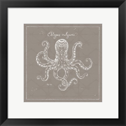 Framed Underwater Life XI Greige Print