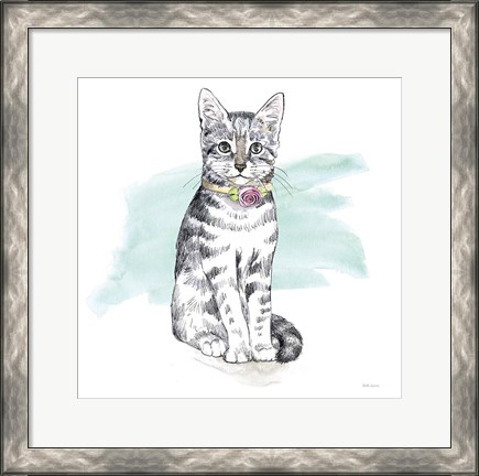 Framed Fancy Cats I Watercolor Print