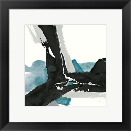 Framed Black and Teal III Print