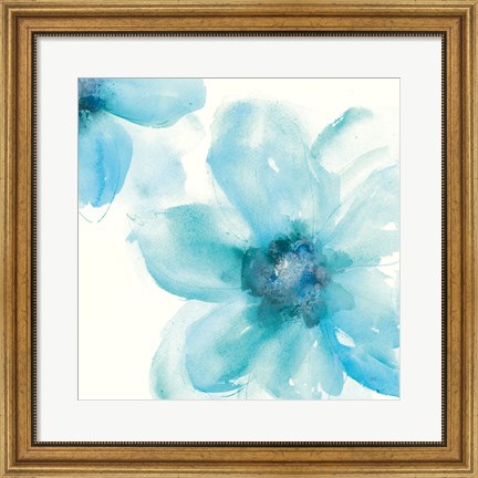 Framed Teal Cosmos I Print