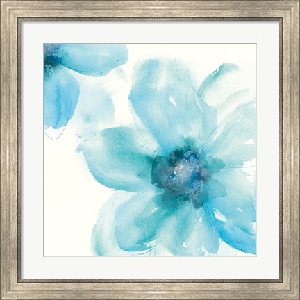 Framed Teal Cosmos I Print