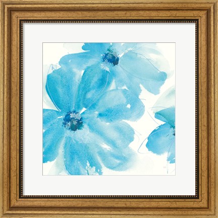 Framed Aqua Mint Clematis I Print