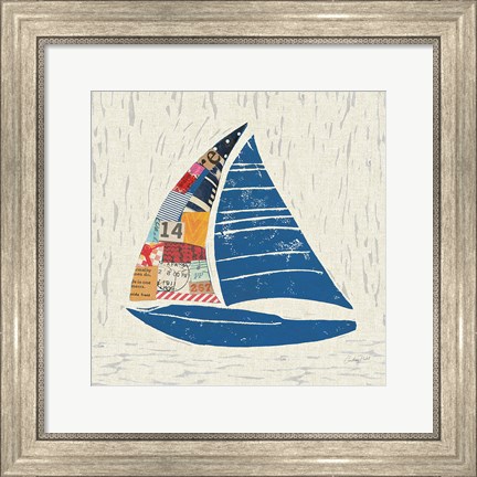 Framed Nautical Collage IV on Linen Print