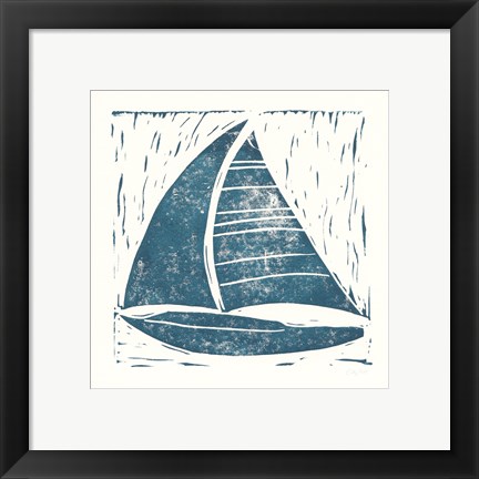 Framed Nautical Collage on White IV Print