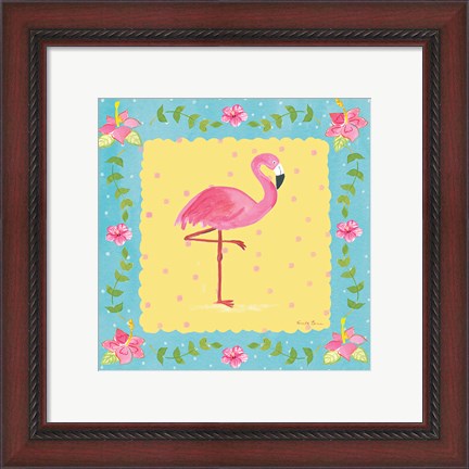 Framed Flamingo Dance I Sq Border Print