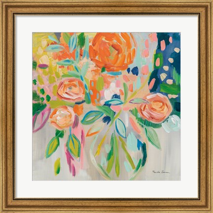 Framed Summer Orange Floral Print