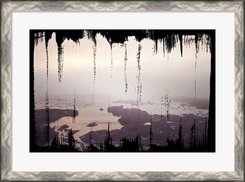 Framed Painted Seaside I on Black Print