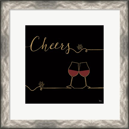 Framed Underlined Wine V Black Print