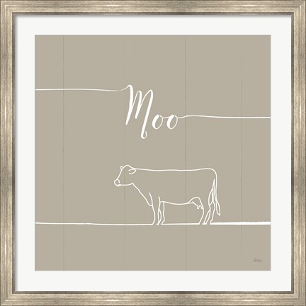 Framed Underlined Farm VII Greige Print