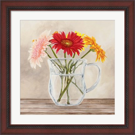 Framed Fleurs et Vases Jaune I Print