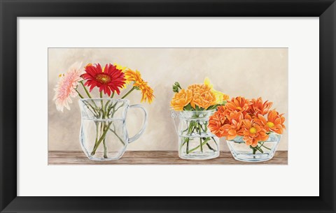 Framed Fleurs et Vases Jaune Print